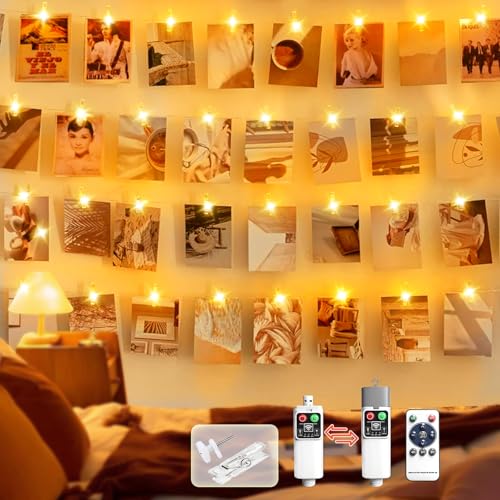 YIFMOO 3M 30LED Fotoclips Lichterkette, Foto Lichterketten Aufladbare Batteriebetriebene mit 30 Klammern, 8 Modi Bilder Aufhängen Lichterkette mit Timer, Fotolichterkette für Innen Zimmer Weihnachten YIFMOO 3M 30LED Fotoclips Lichterkette, Foto Lichterketten Aufladbare Batteriebetriebene mit 30 Klammern, 8 Modi Bilder Aufhängen Lichterkette mit Timer, Fotolichterkette für Innen Zimmer Weihnachten von YIFMOO