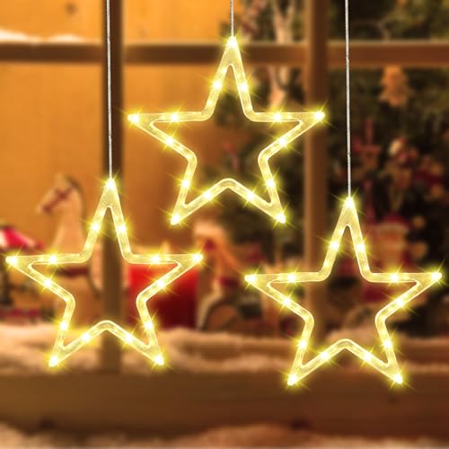 YIFMOO Harz LED Sterne Weihnachtsbeleuchtung, 3 Stück 30LED Weihnachtsdeko Fenster Leuchtstern mit Timer, Weihnachtsstern Lichter Batteriebetriebene Innen/Außen für Weihnachten Balkon Party Hochzeit YIFMOO Harz LED Sterne Weihnachtsbeleuchtung, 3 Stück 30LED Weihnachtsdeko Fenster Leuchtstern mit Timer, Weihnachtsstern Lichter Batteriebetriebene Innen/Außen für Weihnachten Balkon Party Hochzeit von YIFMOO