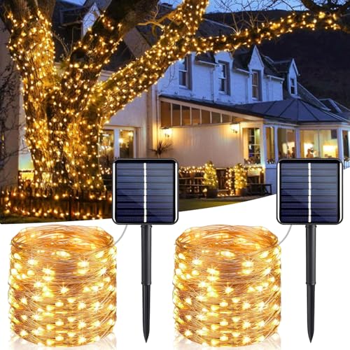 YIFMOO Solar Lichterkette Aussen, 2 Stück 12M 120LED Solar Lichterkette Außen Wetterfest, IP65 Kupferdraht Lichterkette mit 8 Modi, Warmweiß Solarlichterkette für Weihnachten Garten Balkon Party Deko YIFMOO Solar Lichterkette Aussen, 2 Stück 12M 120LED Solar Lichterkette Außen Wetterfest, IP65 Kupferdraht Lichterkette mit 8 Modi, Warmweiß Solarlichterkette für Weihnachten Garten Balkon Party Deko von YIFMOO