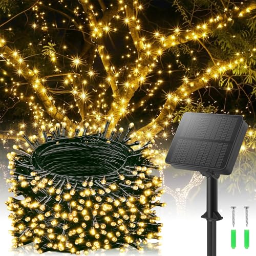 YIFMOO Solar Lichterkette Aussen, 30M 300LED Solar Lichterkette Außen mit 8 Modi, IP65 Wasserdicht Solarlichterkette Außen Wetterfest, Warmweiß Solar Lichterkette für Balkon Garten Party Terrasse Deko von YIFMOO
