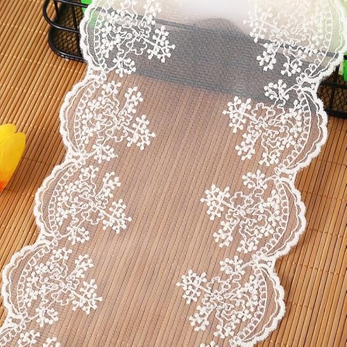 YIGOOWN 10Y Spitzenband Spitzenborte 16cm Breite Spitzenbordüre Vintage Spitzenbesatz Dekoband Spitzen Borten Bänder zum Nähen Zierband für DIY Handwerk Kleidung(Beige) von YIGOOWN