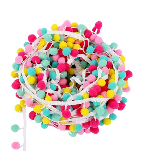 YIGOOWN Bommelborte Bunt Pompons Borten und Bänder zum Nähen Fransenborte Pompom Trim Quastenborte für Sofas Stoffdekoration Nähen Basteln Vorhänge Kleidung (2#, 10M) von YIGOOWN