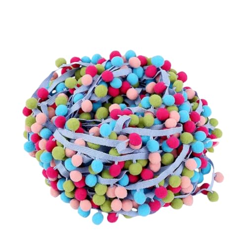 YIGOOWN Bommelborte Bunt Pompons Borten und Bänder zum Nähen Fransenborte Pompom Trim Quastenborte für Sofas Stoffdekoration Nähen Basteln Vorhänge Kleidung (3#, 5M) von YIGOOWN