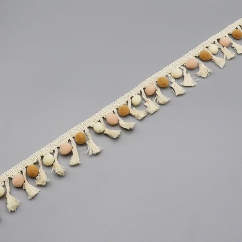 YIGOOWN Bommelborte Bunt Pompons Borten und Bänder zum Nähen Fransenborte Pompom Trim Quastenborte für Sofas Stoffdekoration Nähen Basteln Vorhänge Kleidung (3S#, 5M) von YIGOOWN