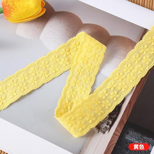 YIGOOWN Bunt Spitzenband 3cm Breite Baumwolle Spitzenborte Spitzenbordüre Spitzen Borten Bänder zum Nähen Dekoband Zierband für DIY Kleidung Handwerk Dekoration Geschenkbox(Gelb 1Y) von YIGOOWN