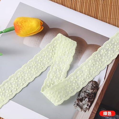 YIGOOWN Bunt Spitzenband 3cm Breite Baumwolle Spitzenborte Spitzenbordüre Spitzen Borten Bänder zum Nähen Dekoband Zierband für DIY Kleidung Handwerk Dekoration Geschenkbox(Grün 3Y) von YIGOOWN