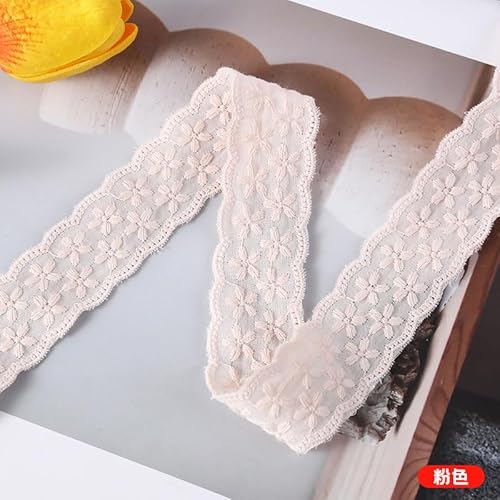 YIGOOWN Bunt Spitzenband 3cm Breite Baumwolle Spitzenborte Spitzenbordüre Spitzen Borten Bänder zum Nähen Dekoband Zierband für DIY Kleidung Handwerk Dekoration Geschenkbox(Rosa 16Y) von YIGOOWN