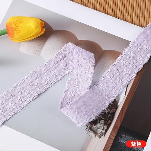 YIGOOWN Bunt Spitzenband 3cm Breite Baumwolle Spitzenborte Spitzenbordüre Spitzen Borten Bänder zum Nähen Dekoband Zierband für DIY Kleidung Handwerk Dekoration Geschenkbox(Violett 1Y) von YIGOOWN