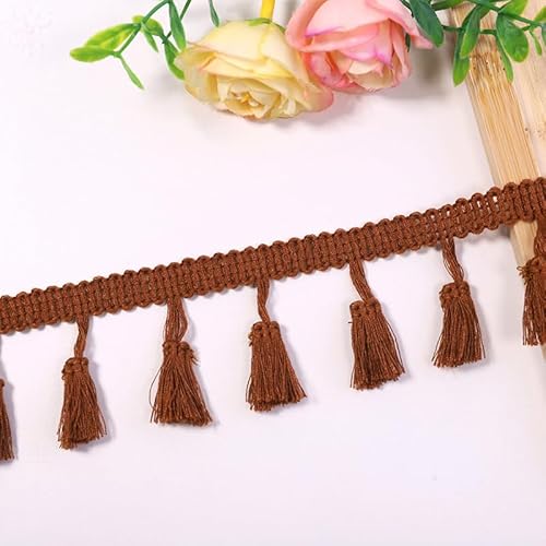 YIGOOWN Fransenborte Borte und Bänder zum Nähen 4cm Fransenbordüre Quastenborte Fransenband Fringe Ribbon Spitzenborte Dekoband für Sofas DIY BastelnVorhänge Kleidung(Dunkelbraun 30Y) von YIGOOWN