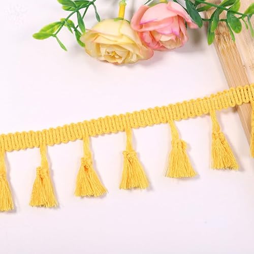 YIGOOWN Fransenborte Borte und Bänder zum Nähen 4cm Fransenbordüre Quastenborte Fransenband Fringe Ribbon Spitzenborte Dekoband für Sofas DIY BastelnVorhänge Kleidung(Gelb 30Y) von YIGOOWN