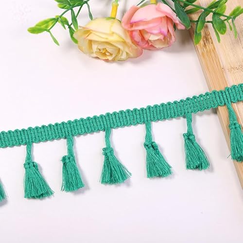 YIGOOWN Fransenborte Borte und Bänder zum Nähen 4cm Fransenbordüre Quastenborte Fransenband Fringe Ribbon Spitzenborte Dekoband für Sofas DIY BastelnVorhänge Kleidung(Grasgrün 50Y) von YIGOOWN