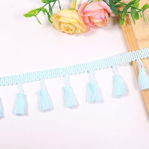 YIGOOWN Fransenborte Borte und Bänder zum Nähen 4cm Fransenbordüre Quastenborte Fransenband Fringe Ribbon Spitzenborte Dekoband für Sofas DIY BastelnVorhänge Kleidung(Hellgrün 50Y) von YIGOOWN