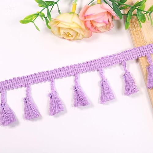 YIGOOWN Fransenborte Borte und Bänder zum Nähen 4cm Fransenbordüre Quastenborte Fransenband Fringe Ribbon Spitzenborte Dekoband für Sofas DIY BastelnVorhänge Kleidung(Hellviolett 20Y) von YIGOOWN