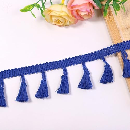 YIGOOWN Fransenborte Borte und Bänder zum Nähen 4cm Fransenbordüre Quastenborte Fransenband Fringe Ribbon Spitzenborte Dekoband für Sofas DIY BastelnVorhänge Kleidung(Königsblau 20Y) von YIGOOWN