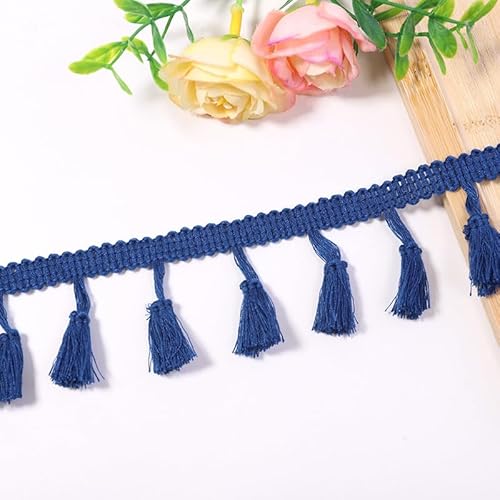 YIGOOWN Fransenborte Borte und Bänder zum Nähen 4cm Fransenbordüre Quastenborte Fransenband Fringe Ribbon Spitzenborte Dekoband für Sofas DIY BastelnVorhänge Kleidung(Marineblau 10Y) von YIGOOWN