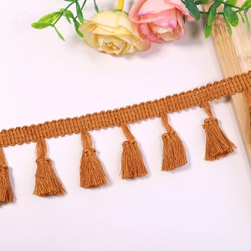 YIGOOWN Fransenborte Borte und Bänder zum Nähen 4cm Fransenbordüre Quastenborte Fransenband Fringe Ribbon Spitzenborte Dekoband für Sofas DIY BastelnVorhänge Kleidung(Mittelbraun 30Y) von YIGOOWN