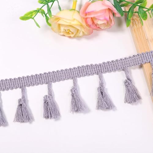 YIGOOWN Fransenborte Borte und Bänder zum Nähen 4cm Fransenbordüre Quastenborte Fransenband Fringe Ribbon Spitzenborte Dekoband für Sofas DIY BastelnVorhänge Kleidung(Mittelgrau 2Y) von YIGOOWN