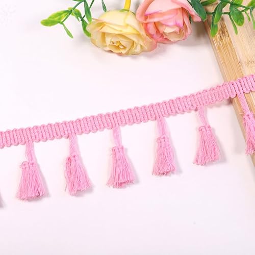 YIGOOWN Fransenborte Borte und Bänder zum Nähen 4cm Fransenbordüre Quastenborte Fransenband Fringe Ribbon Spitzenborte Dekoband für Sofas DIY BastelnVorhänge Kleidung(Rosa 30Y) von YIGOOWN