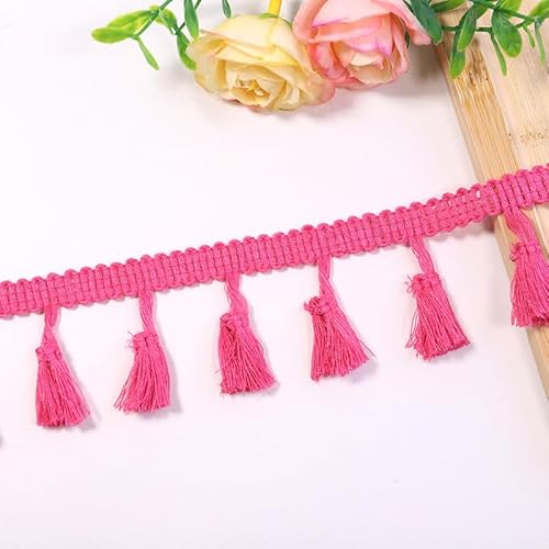 YIGOOWN Fransenborte Borte und Bänder zum Nähen 4cm Fransenbordüre Quastenborte Fransenband Fringe Ribbon Spitzenborte Dekoband für Sofas DIY BastelnVorhänge Kleidung(Rosarot 30Y) von YIGOOWN