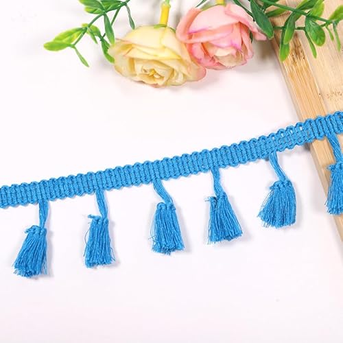 YIGOOWN Fransenborte Borte und Bänder zum Nähen 4cm Fransenbordüre Quastenborte Fransenband Fringe Ribbon Spitzenborte Dekoband für Sofas DIY BastelnVorhänge Kleidung(Seeblau 30Y) von YIGOOWN