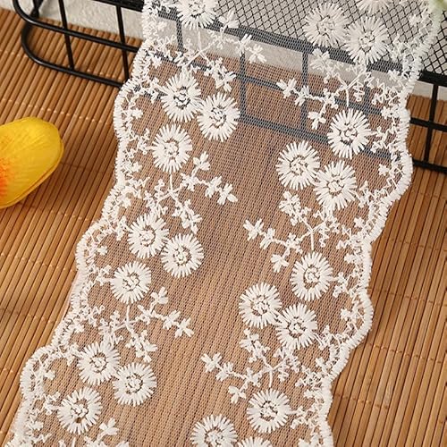 YIGOOWN Spitzenband 13cm Breite Spitzenborte Spitzenbordüre Zierspitze Spitzenstoff Dekoband Spitzen Borten Bänder zum Nähen für DIY Basteln Kleidung Handwerk Dekoration(Beige 1Y) von YIGOOWN