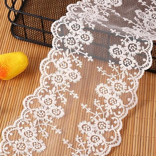 YIGOOWN Spitzenband 13cm Breite Spitzenborte Spitzenbordüre Zierspitze Spitzenstoff Dekoband Spitzen Borten Bänder zum Nähen für DIY Basteln Kleidung Handwerk Dekoration(Schneeblume 10Y) von YIGOOWN
