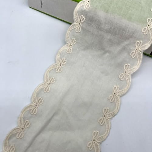 YIGOOWN Spitzenband Baumwolle Borten und Bänder zum Nähen 9cm Breite Spitzenborte Stickerei Dekoband Spitze Spitzenbordüre Blumenband für DIY Handwerk Kleidung(Beige 16Y) von YIGOOWN