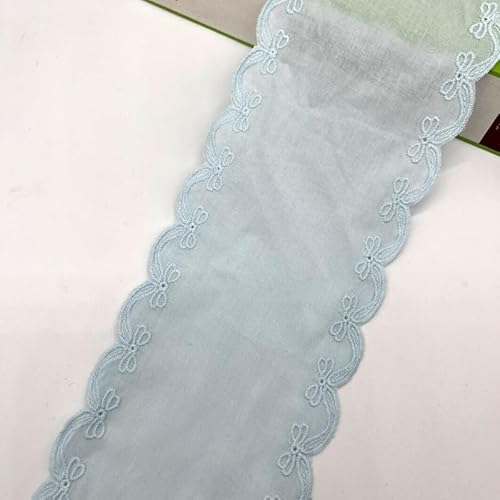 YIGOOWN Spitzenband Baumwolle Borten und Bänder zum Nähen 9cm Breite Spitzenborte Stickerei Dekoband Spitze Spitzenbordüre Blumenband für DIY Handwerk Kleidung(Blau 16Y) von YIGOOWN