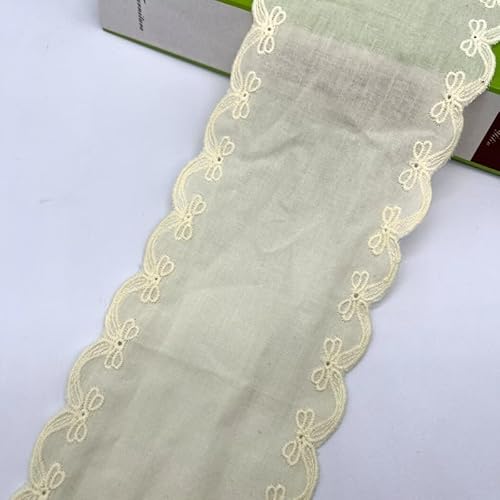 YIGOOWN Spitzenband Baumwolle Borten und Bänder zum Nähen 9cm Breite Spitzenborte Stickerei Dekoband Spitze Spitzenbordüre Blumenband für DIY Handwerk Kleidung(Gelb 16Y) von YIGOOWN