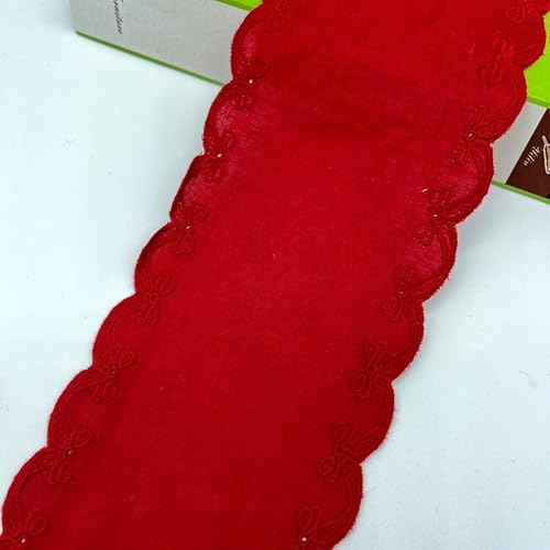 YIGOOWN Spitzenband Baumwolle Borten und Bänder zum Nähen 9cm Breite Spitzenborte Stickerei Dekoband Spitze Spitzenbordüre Blumenband für DIY Handwerk Kleidung(Rot 2Y) von YIGOOWN
