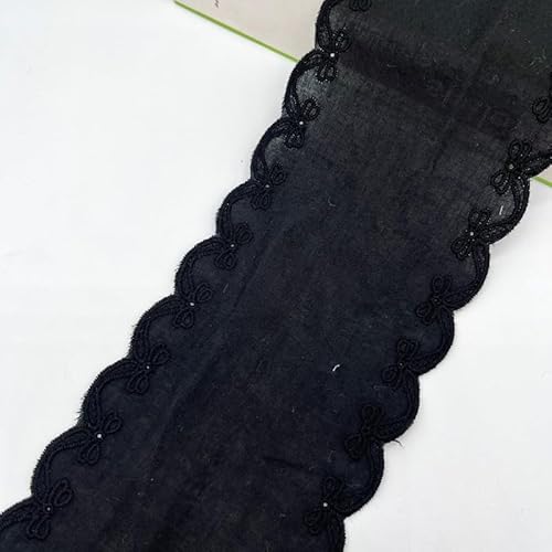 YIGOOWN Spitzenband Baumwolle Borten und Bänder zum Nähen 9cm Breite Spitzenborte Stickerei Dekoband Spitze Spitzenbordüre Blumenband für DIY Handwerk Kleidung(Schwarz 10Y) von YIGOOWN
