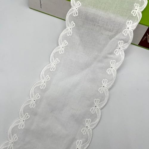 YIGOOWN Spitzenband Baumwolle Borten und Bänder zum Nähen 9cm Breite Spitzenborte Stickerei Dekoband Spitze Spitzenbordüre Blumenband für DIY Handwerk Kleidung(Weiß 16Y) von YIGOOWN