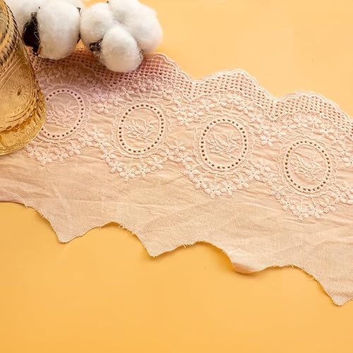 YIGOOWN Spitzenband Baumwolle Spitzenborte 12.8CM Breite Spitzenstoff Meterware Vintage Stickerei Dekoband Zierband Baumwollband zum Nähen Borte für Handwerk Dessous Kleidung(Rosa, 2Y) von YIGOOWN