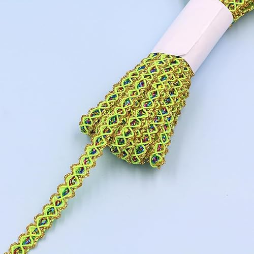 YIGOOWN Spitzenband Goldfaden Spitzenbordüre Dekoband 1CM Breite Spitze Borte Spitzenborte Bänder zum Basteln Schleifenband Geschenkband für DIY Nähen Kostüme Vorhänge(Grün 18M) von YIGOOWN