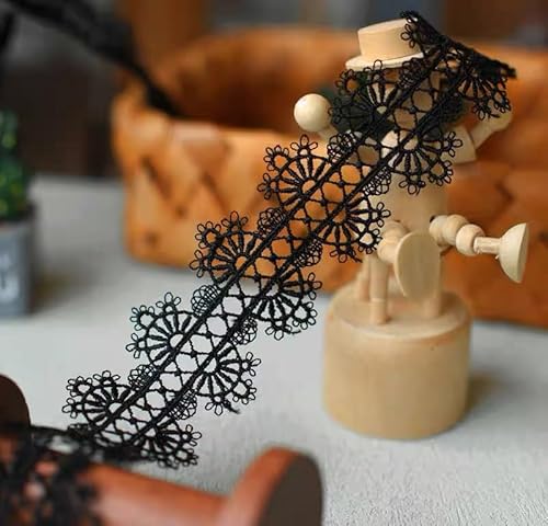 YIGOOWN Spitzenband Spitzenbordüre 4CM Breite Spitzenborte Dekoband Zierband Spitzen Borten Bänder zum Nähen für DIY Nähen Handwerk Unterwäsche Dessous Hochzeitskleid (Schwarz, 1 Yard) von YIGOOWN