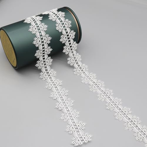 YIGOOWN Spitzenband Spitzenbordüre 4CM Breite Spitzenborte Dekoband Zierband Spitzen Borten Bänder zum Nähen für DIY Nähen Handwerk Unterwäsche Dessous Hochzeitskleid (Weiß, 5 Yards) von YIGOOWN