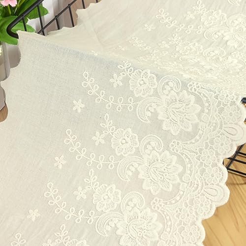 YIGOOWN Spitzenband Spitzenborte Baumwolle 22cm Vintage Borten und Bänder zum Nähen Spitzenstoff Meterware Stickerei Dekoband Zierband Baumwollband Stoff für DIY Kleidung Handwerk(Beige, 3Y) von YIGOOWN