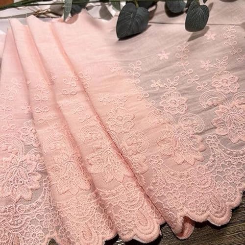 YIGOOWN Spitzenband Spitzenborte Baumwolle 22cm Vintage Borten und Bänder zum Nähen Spitzenstoff Meterware Stickerei Dekoband Zierband Baumwollband Stoff für DIY Kleidung Handwerk(Rosa, 5Y) von YIGOOWN