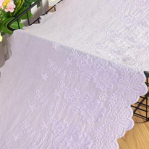 YIGOOWN Spitzenband Spitzenborte Baumwolle 22cm Vintage Borten und Bänder zum Nähen Spitzenstoff Meterware Stickerei Dekoband Zierband Baumwollband Stoff für DIY Kleidung Handwerk(Violett, 4Y) von YIGOOWN