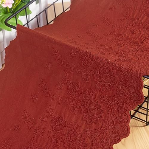 YIGOOWN Spitzenband Spitzenborte Baumwolle 22cm Vintage Borten und Bänder zum Nähen Spitzenstoff Meterware Stickerei Dekoband Zierband Baumwollband Stoff für DIY Kleidung Handwerk(Weinrot, 1Y) von YIGOOWN