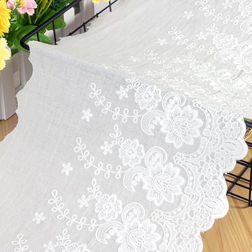 YIGOOWN Spitzenband Spitzenborte Baumwolle 22cm Vintage Borten und Bänder zum Nähen Spitzenstoff Meterware Stickerei Dekoband Zierband Baumwollband Stoff für DIY Kleidung Handwerk(Weiß, 4Y) von YIGOOWN