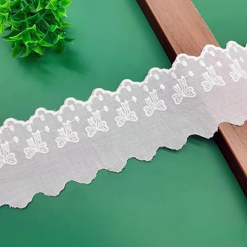 YIGOOWN Spitzenband Spitzenborte Baumwolle Spitzenbordüre Spitzen Borten Bänder zum Nähen Dekoband 6.8cm Breite Stickerei Zierband Spitzenstoff für DIY Handwerk Vorhang Kleidung(Creme 1Y) von YIGOOWN