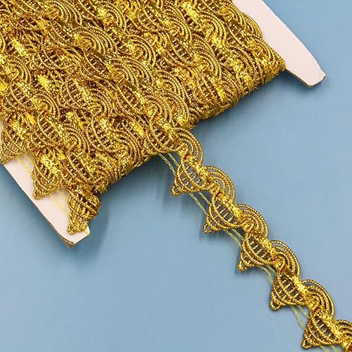 YIGOOWN Spitzenband Vintage Spitze Borte zum Nähen 1,9CM Breit Spitzenborte Dekoband Zierband Spitzenbordüre für Nähen Handwerk Hochzeit Scrapbooking Geschenkbox Dessous（Dunkelgold） von YIGOOWN