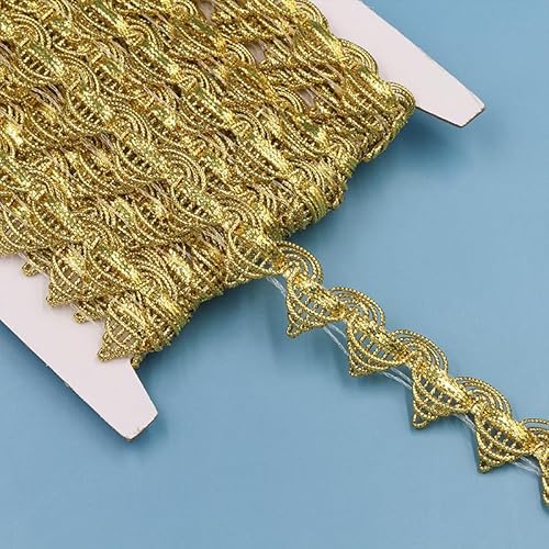 YIGOOWN Spitzenband Vintage Spitze Borte zum Nähen 1,9CM Breit Spitzenborte Dekoband Zierband Spitzenbordüre für Nähen Handwerk Hochzeit Scrapbooking Geschenkbox Dessous（Hellgold） von YIGOOWN