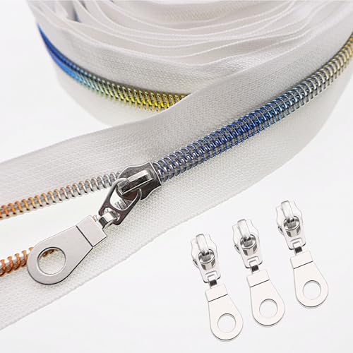 #5 Nylonspulen Reißverschlüsse 9m Endlos Reißverschluss Meterware weiße Klebeband Bunte Zähne mit 25 PCS Reißverschluss Sliders für Nähen YIGUANXIN von YIGUANXIN