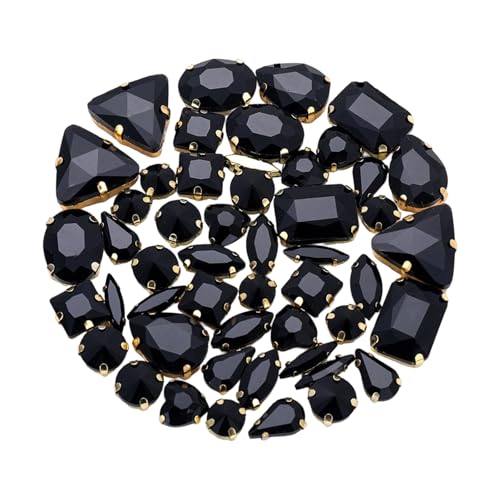 Strasssteine zum Aufnähen mit Loch, flache Rückseite, Glaskristallstein für Handwerk, Kleid, Kleidung, Schmuck, Kostüm, 50 Stück Strasssteine zum Aufnähen mit Loch, flache Rückseite, Glaskristallstein für Handwerk, Kleid, Kleidung, Schmuck, Kostüm, 50 Stück von YIGZYCN