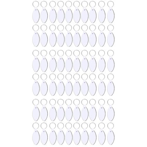 Sublimations-Schlüsselanhänger, Rohlinge, doppelseitig, Wärmeübertragung, Schlüsselanhänger für Schulprojekte und Familien-Bastelaktivitäten, 60 Stück Sublimations-Schlüsselanhänger, Rohlinge, doppelseitig, Wärmeübertragung, Schlüsselanhänger für Schulprojekte und Familien-Bastelaktivitäten, 60 Stück von YIGZYCN