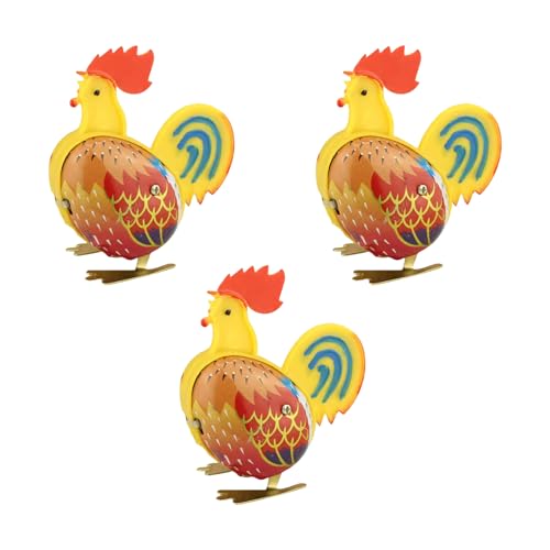 YIGZYCN 3vieces Metal Jumping Rooster Toy Klassische Blechplatten Windup Designs Für Nostalgische Spaß Und Home Office Tischdekoration von YIGZYCN