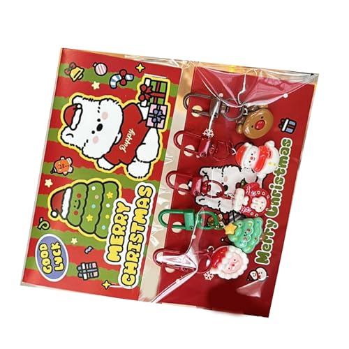 YIGZYCN 5 x Schlüsselanhänger mit Weihnachtsmotiven, Cartoon-CarKey-Behang, Weihnachtsbaum-Dekoration, Urlaubsdekorationen, Kinder von YIGZYCN