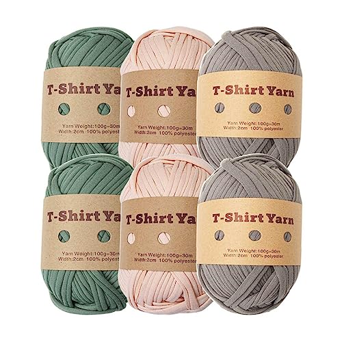 YIGZYCN Buntes T-Shirt-Garn-Set, 6 Rollen Polyester-Stoffstreifen für Bastelprojekte wie Taschen, Untersetzer YIGZYCN Buntes T-Shirt-Garn-Set, 6 Rollen Polyester-Stoffstreifen für Bastelprojekte wie Taschen, Untersetzer von YIGZYCN